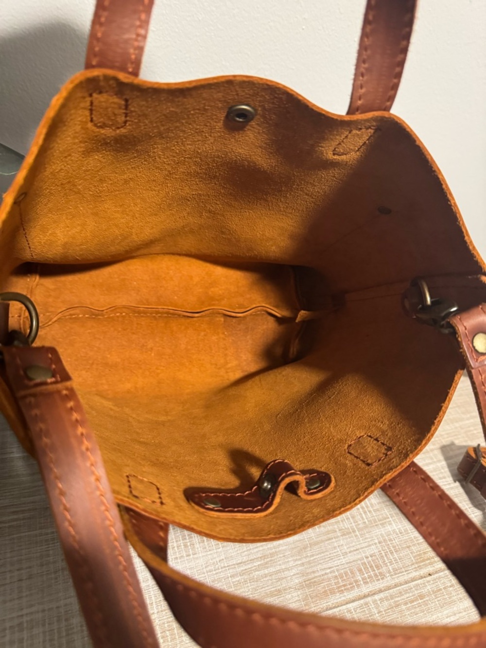 Portland Leather Brown Leather Crossbody Tote - Picture 3 of 3